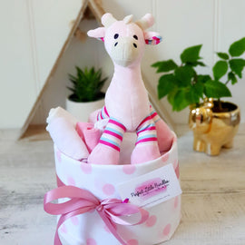 Georgia Giraffe Baby Girl Nappy Cake - Perfect Little Bundles