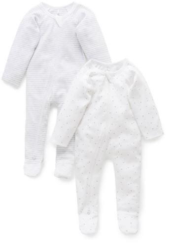 Pure Baby Organic Pale Grey Zip Growsuit 2 Pack - Perfect Little Bundles