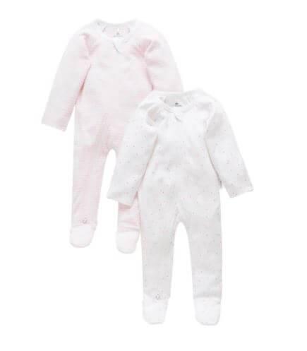 Pure Baby Organic Pale Pink Zip Growsuit 2 Pack - Perfect Little Bundles