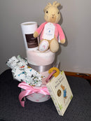 Winter Baby Girl Flopsy Bunny Nappy Cake Hamper-1