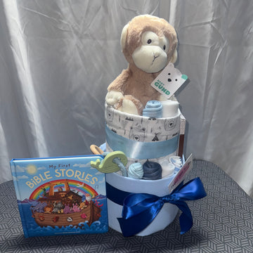 My First Bible Deluxe Nappy Cake - Micah Monkey