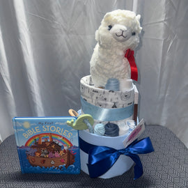 My First Bible Deluxe Nappy Cake - Grace Llama