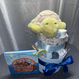 My First Bible Deluxe Nappy Cake -  Noah Turtle