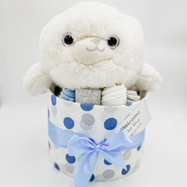 Sami Seal Baby Blue Nappy Cake