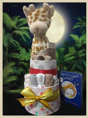 Fluffy Spotty Giraffe Deluxe Nappy Cake