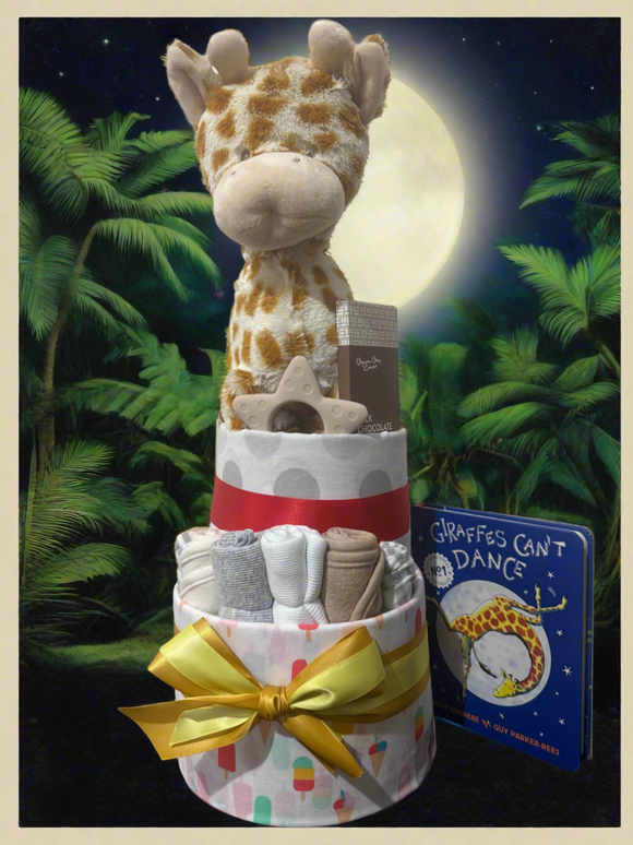 Fluffy Spotty Giraffe Deluxe Nappy Cake