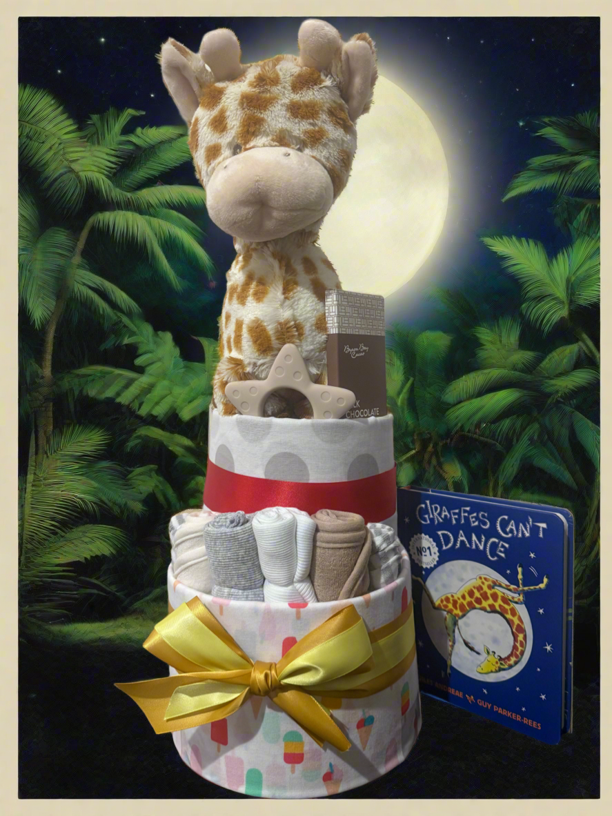Fluffy Spotty Giraffe Deluxe Nappy Cake