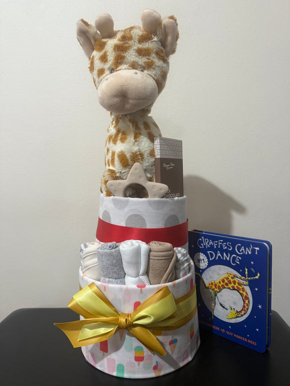 Fluffy Spotty Giraffe Deluxe Nappy Cake
