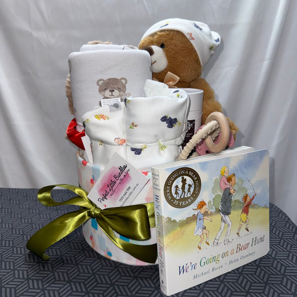 Winter Baby Unisex Going on a Bear Hunt Nappy Cake Hamper