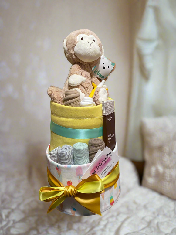 Micah Monkey Deluxe Nappy Cake