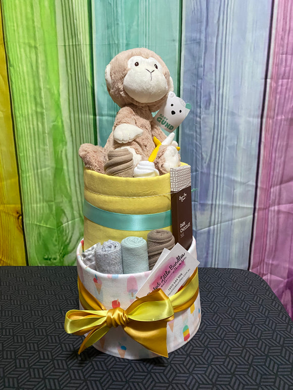 Micah Monkey Deluxe Nappy Cake