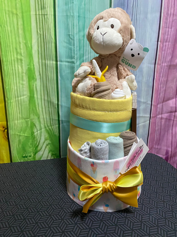 Micah Monkey Deluxe Nappy Cake