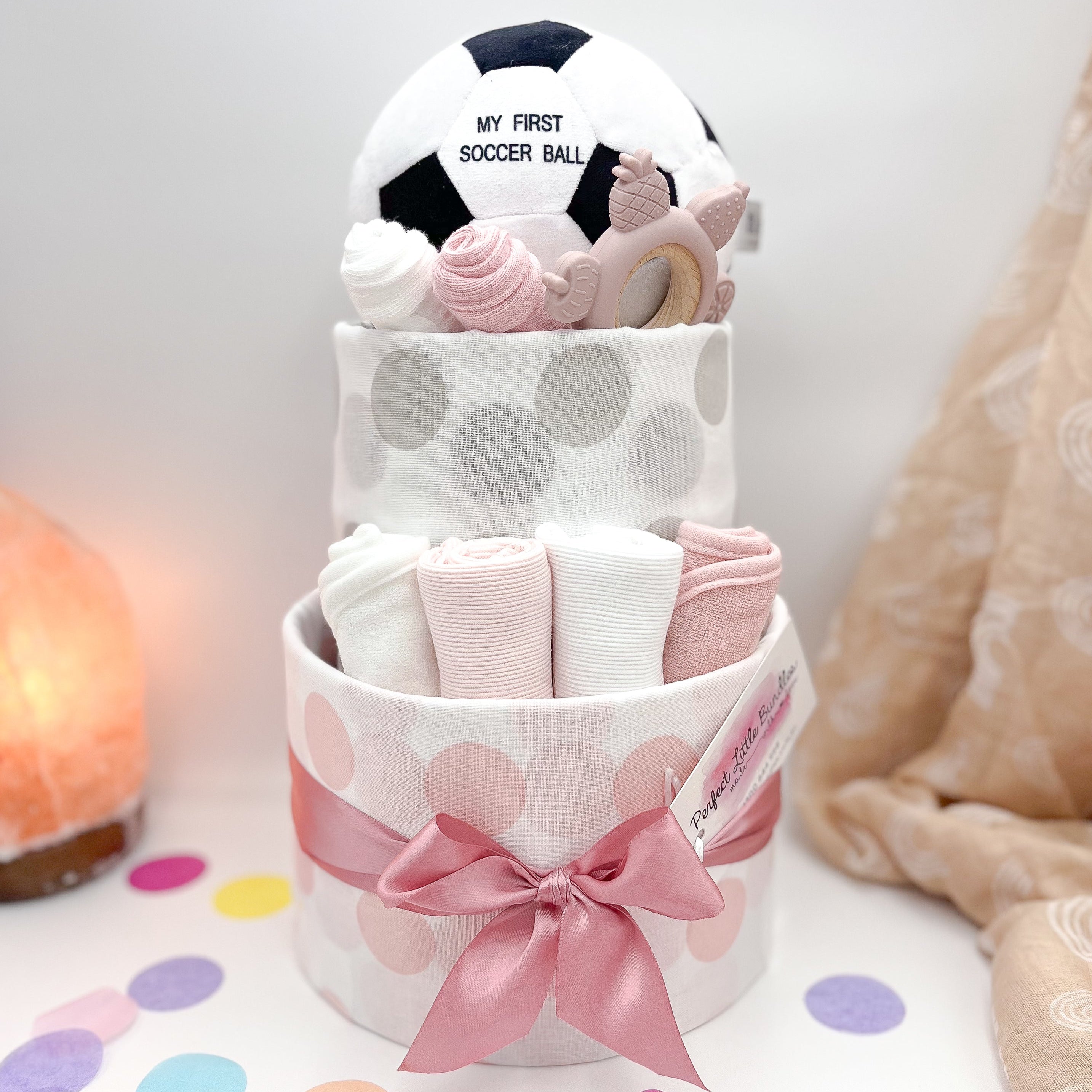 My First Soccer Ball Girls Premium Nappy Cake