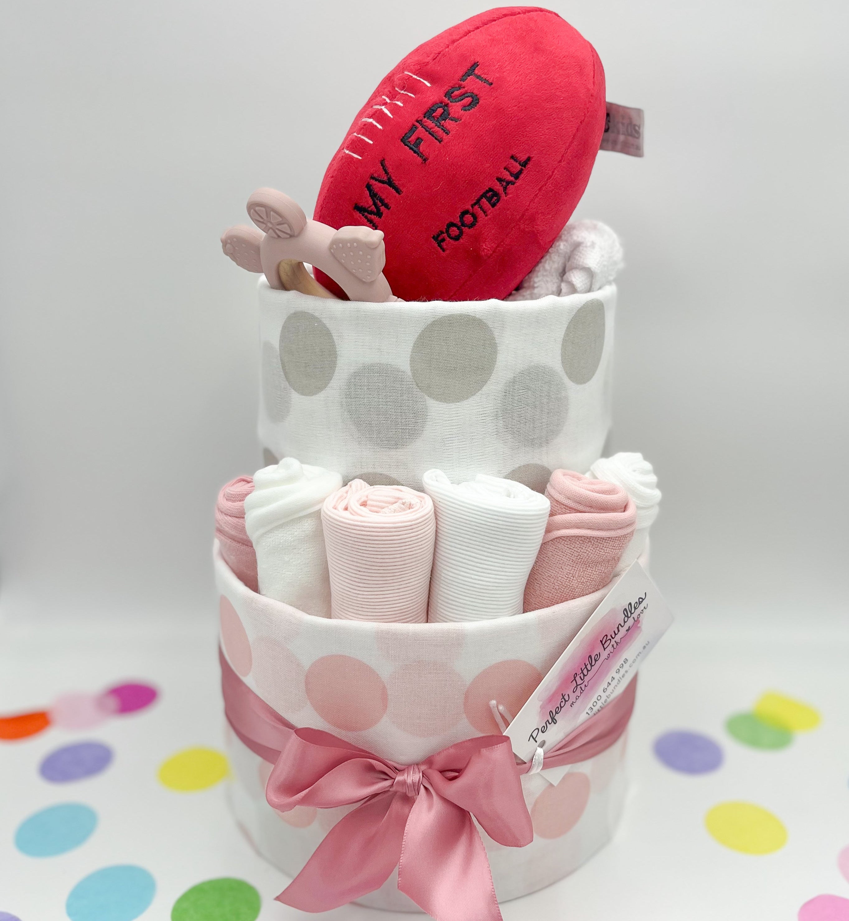 My First Football Girls Premium Nappy Cake