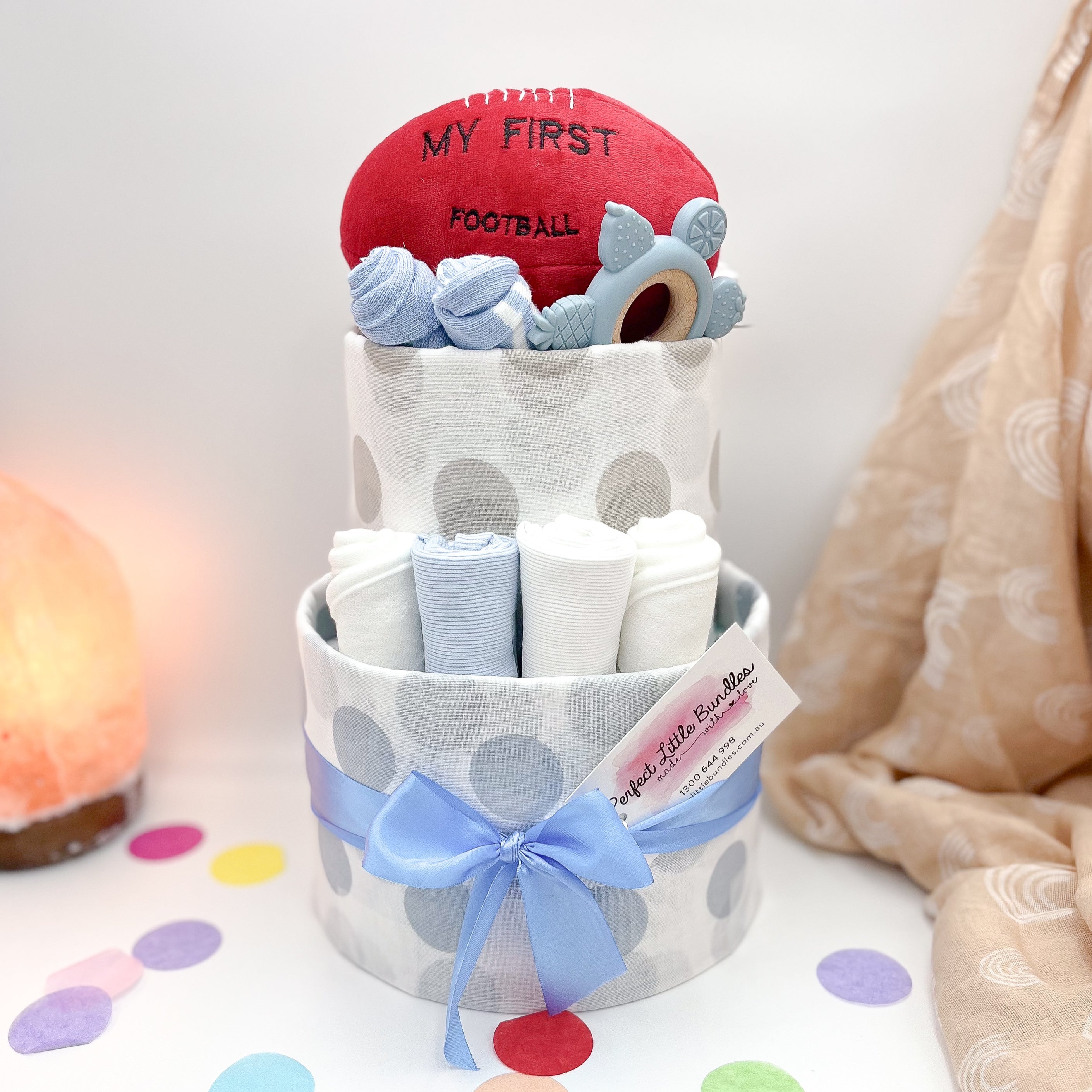 Nappy cake for newborn boy