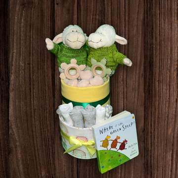 Twin nappy cake where is the green sheep