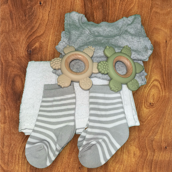 Twin babies Green Sheep Deluxe Nappy Cake