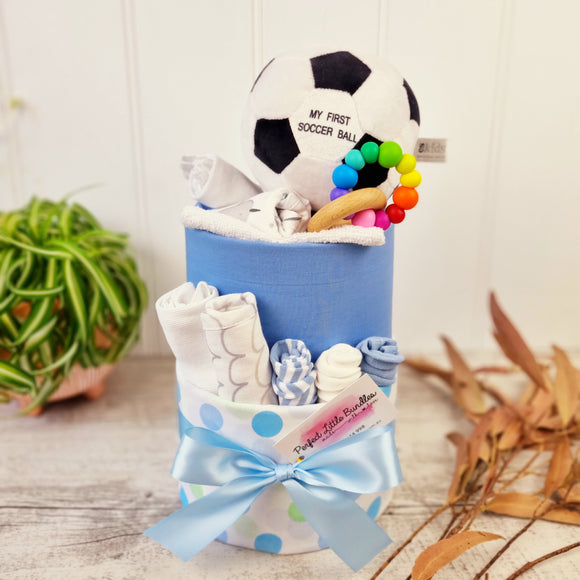 My First Soccer Ball Boys Premium Nappy Cake