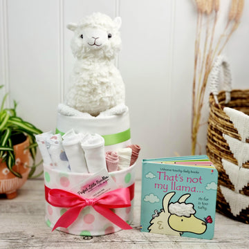 Fuzzy Wuzzy Llama Premium Nappy Cake - Baby Girl - Perfect Little Bundles