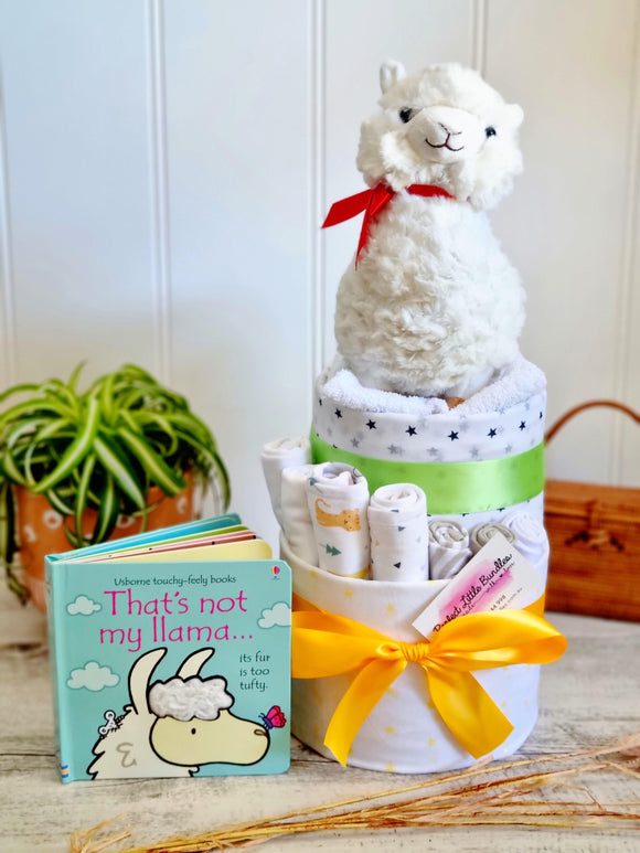Fuzzy Wuzzy Llama Premium Nappy Cake - Unisex - Perfect Little Bundles