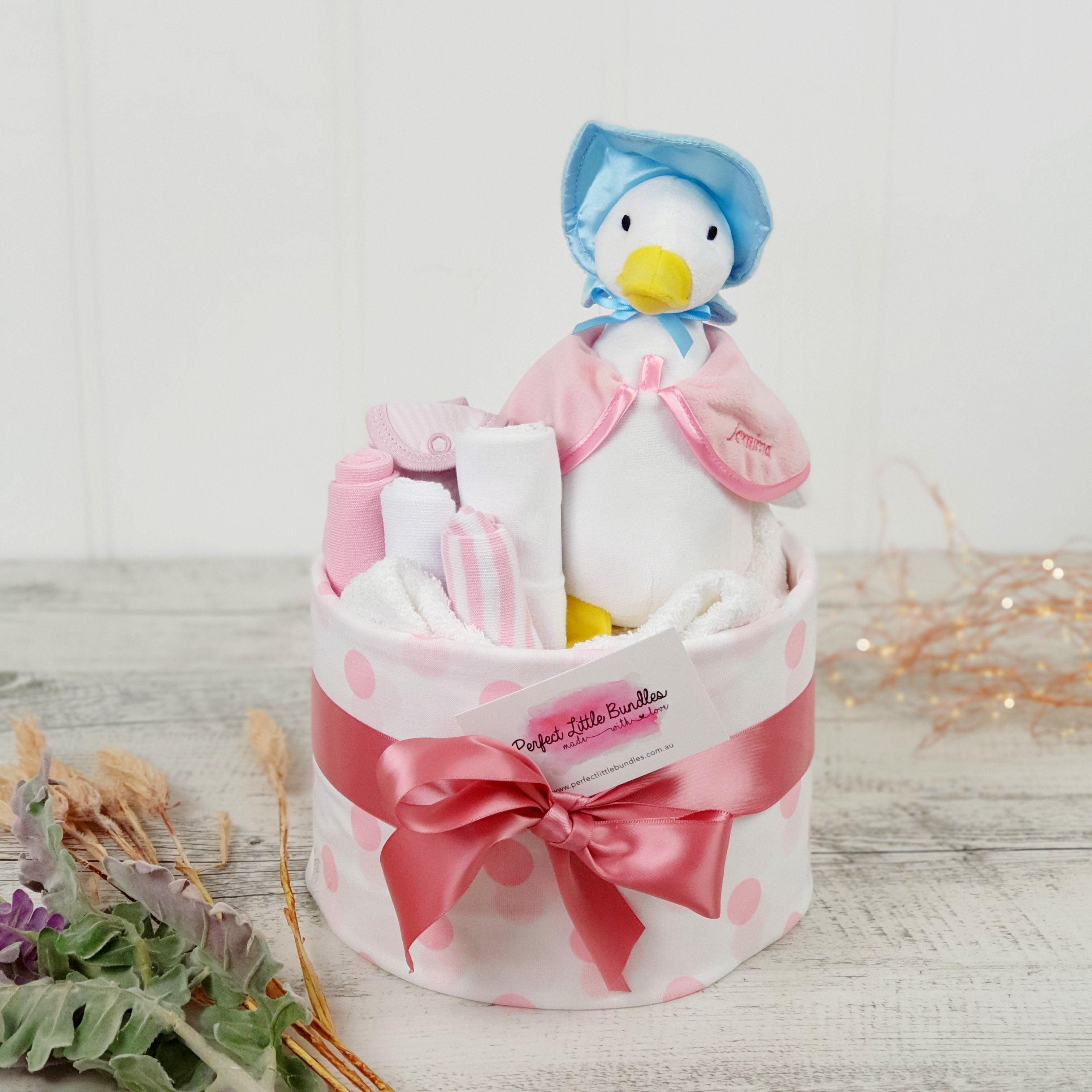 Jemima Puddle Duck Baby Girl Nappy Cake - Perfect Little Bundles