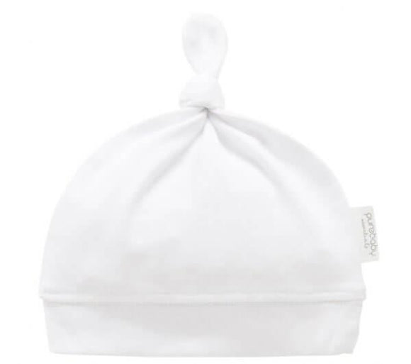 Purebaby Organic Knot Hat White