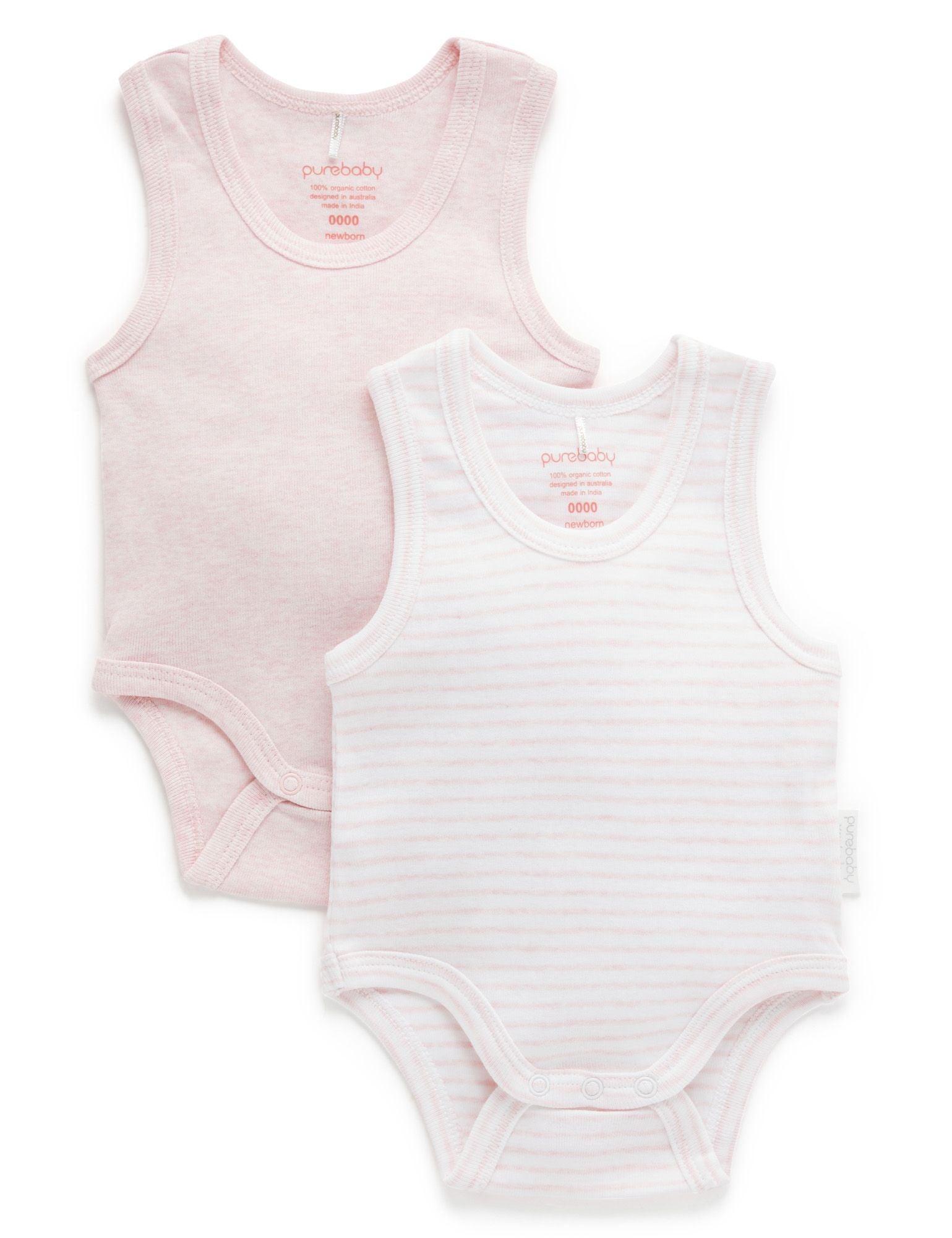 Pure Baby Organic Rib Bodysuit Pale Pink 2 Pack - Perfect Little Bundles