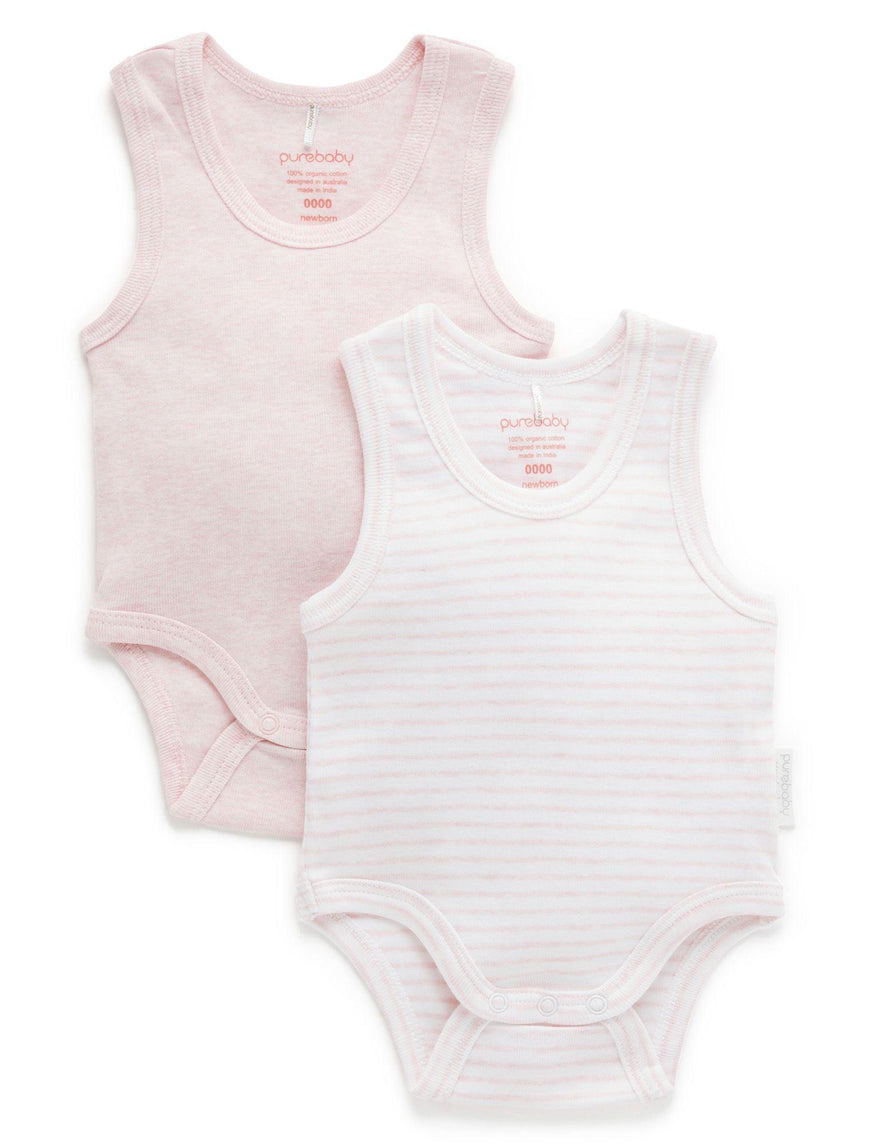 Purebaby Organic Rib Bodysuit 2 Pack Pink