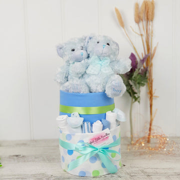 Twin Boys Premium Nappy Cake - Perfect Little Bundles